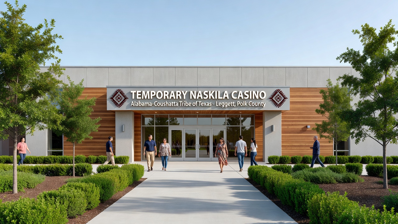 Interior view of gaming floor and amenities at the Temporary Naskila Casino